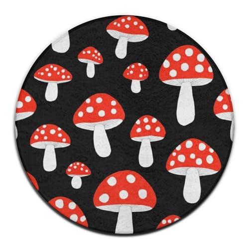 Große runde Yogamatte, süßer Cartoon-Rotpilz-Sofa-Dekor-Teppich, runder Teppich Große runde Yogamatte, süßer Cartoon-Rotpilz-Sofa-Dekor-Teppich, runder Teppich von peiyeety