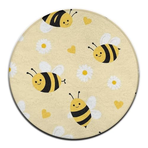 Große runde Yogamatte, süßer Honigbienen-Hellgelber Sofa-Dekor-Teppich, runder Teppich Große runde Yogamatte, süßer Honigbienen-Hellgelber Sofa-Dekor-Teppich, runder Teppich von peiyeety