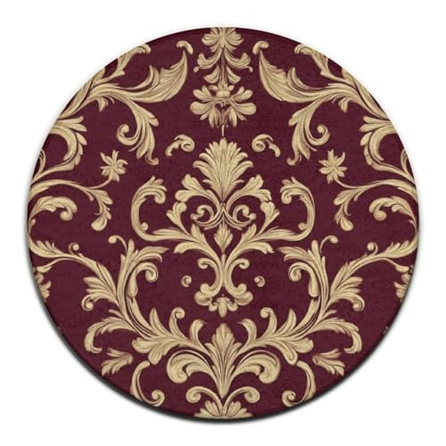 Herrenmode Runder Teppich, Kreisteppich, Blumen Maroon Gold Floral Edel Burgund Antik Sofa Schlafzimmer Wohndekor Teppich, Herrenmode Runder Teppich, Kreisteppich, Blumen Maroon Gold Floral Edel Burgund Antik Sofa Schlafzimmer Wohndekor Teppich, von peiyeety