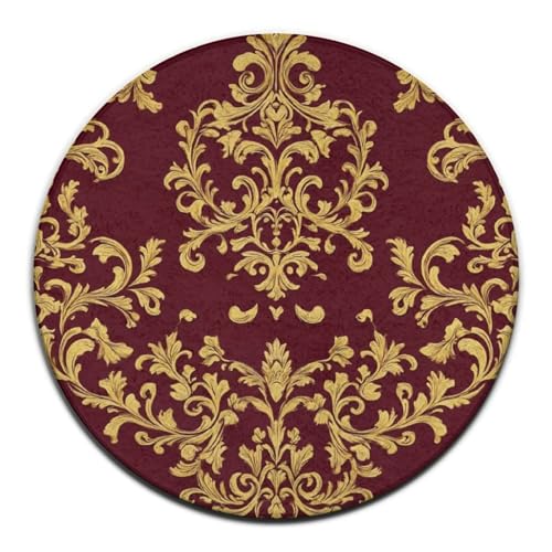 Herrenmode Runder Teppich, Kreisteppich, Blumen Maroon Gold Floral Edel Burgund Antik Sofa Schlafzimmer Wohndekor Teppich, Herrenmode Runder Teppich, Kreisteppich, Blumen Maroon Gold Floral Edel Burgund Antik Sofa Schlafzimmer Wohndekor Teppich, von peiyeety