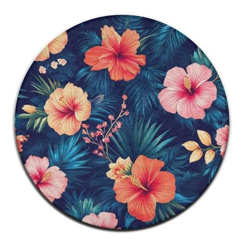 Herrenmode Runder Teppich, Kreisteppich, Tropische Hawaiianische Bunte Hibiskus Blumen Sofa Schlafzimmer Wohndekor Teppich, Herrenmode Runder Teppich, Kreisteppich, Tropische Hawaiianische Bunte Hibiskus Blumen Sofa Schlafzimmer Wohndekor Teppich, von peiyeety