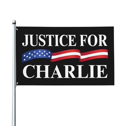 Justice For Charlie Kirk Flagge 3x5 Flaggen mit 2 Ösen für Außen- und Innendekorationen, Hofschild, kein Fahnenmast L191 von peiyeety