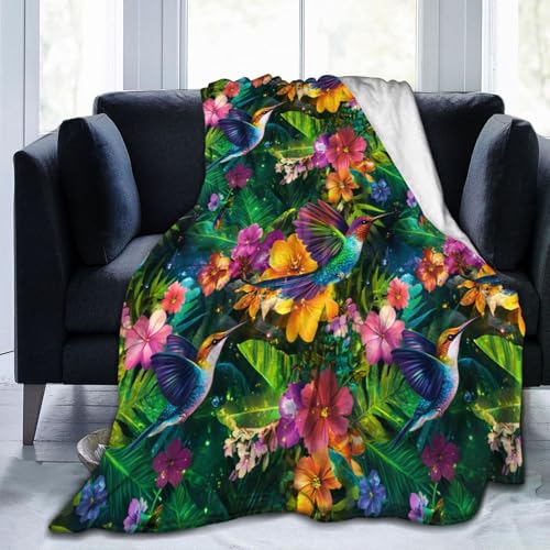 Kolibri-Decke, Flanell-Überwurf, leichte, weiche Reisedecke für Couch, Bett, Sofa, für alle Jahreszeiten, 127 x 101 cm Kolibri-Decke, Flanell-Überwurf, leichte, weiche Reisedecke für Couch, Bett, Sofa, für alle Jahreszeiten, 127 x 101 cm von peiyeety