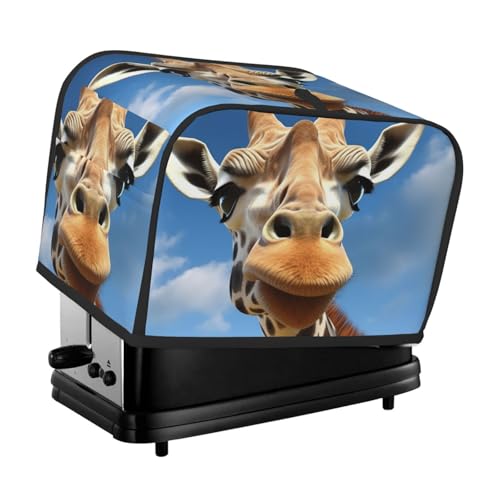 Lustige Toaster-Abdeckung mit Giraffen-Motiv, für 2 Scheiben, Abdeckungen für kleine Küchengeräte mit Griff, Universalgröße, staubdichte Abdeckung für Mikrowellenherde mit Taschen, Abdeckung für Brotb von peiyeety