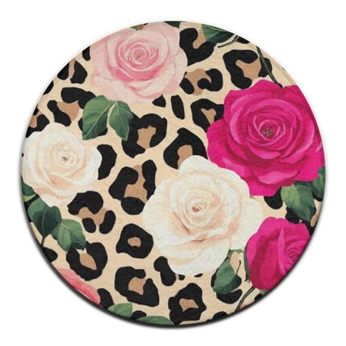 Modische Sofamatte, Indoor Outdoor Teppich, weicher runder Yoga, Wohndekor Tier Rosen Blumen Gepard Leopard Print Floral, Modische Sofamatte, Indoor Outdoor Teppich, weicher runder Yoga, Wohndekor Tier Rosen Blumen Gepard Leopard Print Floral, von peiyeety
