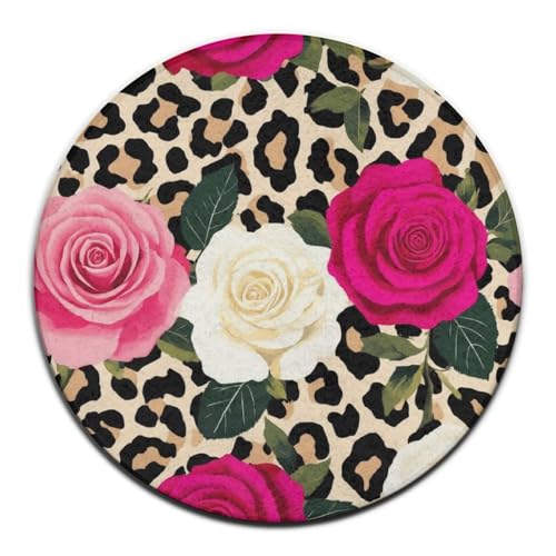 Modische Sofamatte, Indoor Outdoor Teppich, weicher runder Yoga, Wohndekor Tier Rosen Blumen Gepard Leopard Print Floral, Modische Sofamatte, Indoor Outdoor Teppich, weicher runder Yoga, Wohndekor Tier Rosen Blumen Gepard Leopard Print Floral, von peiyeety