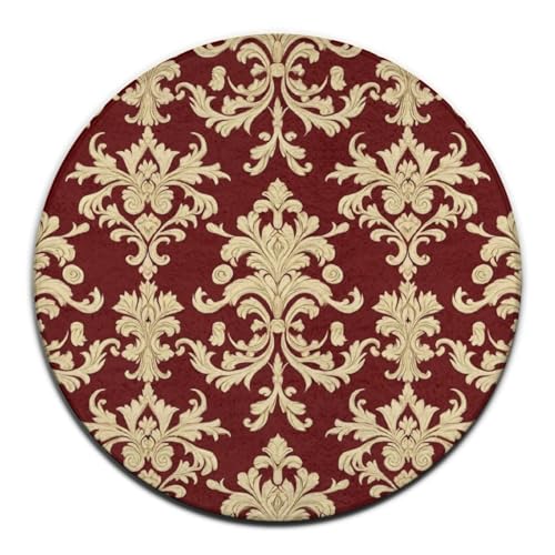 Modischer runder Teppich für drinnen und draußen, Blumen, Rotgold, Blumenmuster, edel, Burgunderrot, antik, großer Sofa-Dekor-Teppich, waschbare Yogamatte, Modischer runder Teppich für drinnen und draußen, Blumen, Rotgold, Blumenmuster, edel, Burgunderrot, antik, großer Sofa-Dekor-Teppich, waschbare Yogamatte, von peiyeety