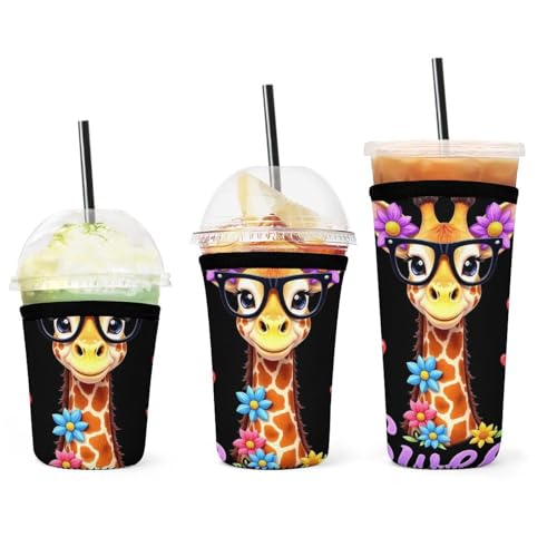 Neopren-Eiskaffeehülle, leicht zu reinigen, süße Blume, niedliche Giraffe, langlebige, isolierte Becherhüllen für heiße und kalte Getränke, Wärmespeicherung Neopren-Eiskaffeehülle, leicht zu reinigen, süße Blume, niedliche Giraffe, langlebige, isolierte Becherhüllen für heiße und kalte Getränke, Wärmespeicherung von peiyeety