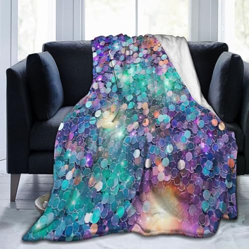 Regenbogen-Glitzerdecke, Flanell-Überwurfdecke, leichte, weiche Reisedecke für Couch, Bett, Sofa, für alle Jahreszeiten, 101,6 x 76,2 cm Regenbogen-Glitzerdecke, Flanell-Überwurfdecke, leichte, weiche Reisedecke für Couch, Bett, Sofa, für alle Jahreszeiten, 101,6 x 76,2 cm von peiyeety