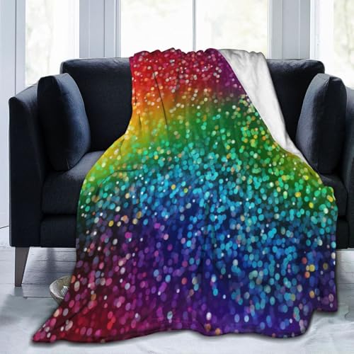 Regenbogen-Glitzerdecke, Flanell-Überwurfdecke, leichte, weiche Reisedecke für Couch, Bett, Sofa, für alle Jahreszeiten, 127 x 101 cm Regenbogen-Glitzerdecke, Flanell-Überwurfdecke, leichte, weiche Reisedecke für Couch, Bett, Sofa, für alle Jahreszeiten, 127 x 101 cm von peiyeety