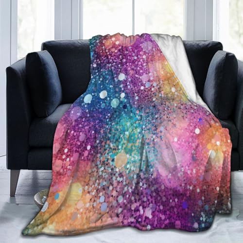 Regenbogen-Glitzerdecke, Flanell-Überwurfdecke, leichte, weiche Reisedecke für Couch, Bett, Sofa, für alle Jahreszeiten, 152,4 x 127 cm Regenbogen-Glitzerdecke, Flanell-Überwurfdecke, leichte, weiche Reisedecke für Couch, Bett, Sofa, für alle Jahreszeiten, 152,4 x 127 cm von peiyeety