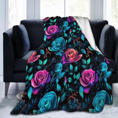 Rosendecke, Flanell-Überwurf, leichte, weiche Reisedecke für Couch, Bett, Sofa, für alle Jahreszeiten, 152,4 x 127 cm von peiyeety