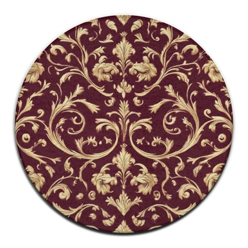 Runder Teppich für Damenmode, Blumen, Kastanienbraun, Gold, Blumen, edler Burgunderroter antiker Kreisteppich, Sofa, Schlafzimmer, Wohndekor, Teppich, Runder Teppich für Damenmode, Blumen, Kastanienbraun, Gold, Blumen, edler Burgunderroter antiker Kreisteppich, Sofa, Schlafzimmer, Wohndekor, Teppich, von peiyeety
