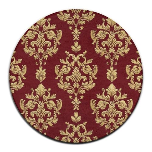 Runder Teppich für Damenmode, Blumen, Rot, Gold, Blumen, edler Burgunderroter antiker Kreisteppich, Sofa, Schlafzimmer, Wohndekor, Teppich, Runder Teppich für Damenmode, Blumen, Rot, Gold, Blumen, edler Burgunderroter antiker Kreisteppich, Sofa, Schlafzimmer, Wohndekor, Teppich, von peiyeety
