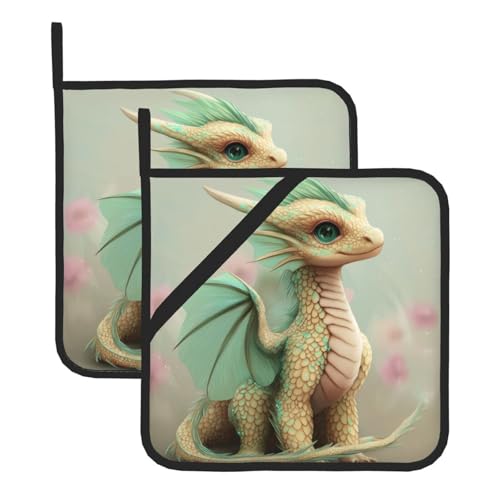 Schöne kleine goldene Drachen-Topflappen, 2er-Set, hitzebeständig, für die Küche, wasserdicht, verdicktes Ofen-Topflappen für Mikrowelle, Grillen, Kochen, Backen, 20,3 x 20,3 cm Schöne kleine goldene Drachen-Topflappen, 2er-Set, hitzebeständig, für die Küche, wasserdicht, verdicktes Ofen-Topflappen für Mikrowelle, Grillen, Kochen, Backen, 20,3 x 20,3 cm von peiyeety