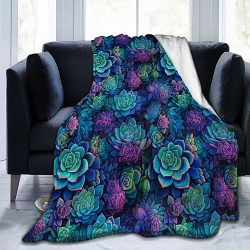 Sukkulenten-Decke, Flanell-Überwurf, leichte, weiche Reisedecke für Couch, Bett, Sofa, für alle Jahreszeiten, 152,4 x 127 cm von peiyeety