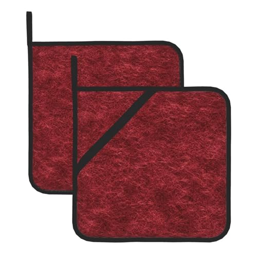 Topflappen mit Filzstruktur, tiefkarmesinrot, 2er-Set, hitzebeständig, für die Küche, wasserdicht, verdicktes Ofen-Topflappen für Mikrowelle, Grillen, Kochen, Backen, 20,3 x 20,3 cm Topflappen mit Filzstruktur, tiefkarmesinrot, 2er-Set, hitzebeständig, für die Küche, wasserdicht, verdicktes Ofen-Topflappen für Mikrowelle, Grillen, Kochen, Backen, 20,3 x 20,3 cm von peiyeety