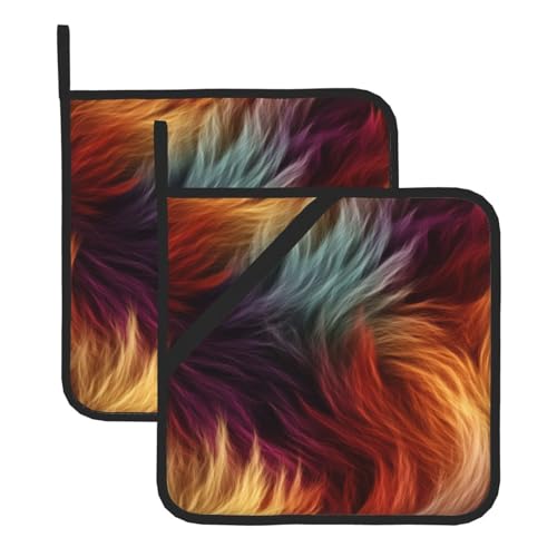 Topflappen mit Regenbogen-Kunstfell-Textur, 2er-Set, hitzebeständig, für die Küche, wasserdicht, verdicktes Ofen-Topflappen für Mikrowelle, Grillen, Kochen, Backen, 20,3 x 20,3 cm Topflappen mit Regenbogen-Kunstfell-Textur, 2er-Set, hitzebeständig, für die Küche, wasserdicht, verdicktes Ofen-Topflappen für Mikrowelle, Grillen, Kochen, Backen, 20,3 x 20,3 cm von peiyeety