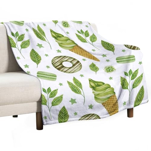 Überwurfdecke aus Flanell mit grünem Eiscreme-Aufdruck, 101,6 x 127 cm, superweich, gemütlich und warm, für Couch, Bett, Sofa, Stuhl Überwurfdecke aus Flanell mit grünem Eiscreme-Aufdruck, 101,6 x 127 cm, superweich, gemütlich und warm, für Couch, Bett, Sofa, Stuhl von peiyeety