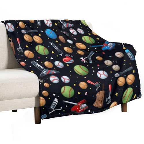 peiyeety Baseball-Art-Überwurfdecke, gemütliche Decken für Babys, weiche Sofadecke, Couch, Bett, Flauschige Thermo-Fleece-Reisedecken, 127 x 152 cm, Heim- und Urlaubsdekoration von peiyeety