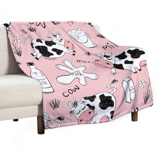 peiyeety Fleecedecke mit Cartoon-Kuh-Motiv, superweicher Flanell, gemütlich, leicht, für Schlafsofa und Büro, Decke für alle Jahreszeiten peiyeety Fleecedecke mit Cartoon-Kuh-Motiv, superweicher Flanell, gemütlich, leicht, für Schlafsofa und Büro, Decke für alle Jahreszeiten von peiyeety