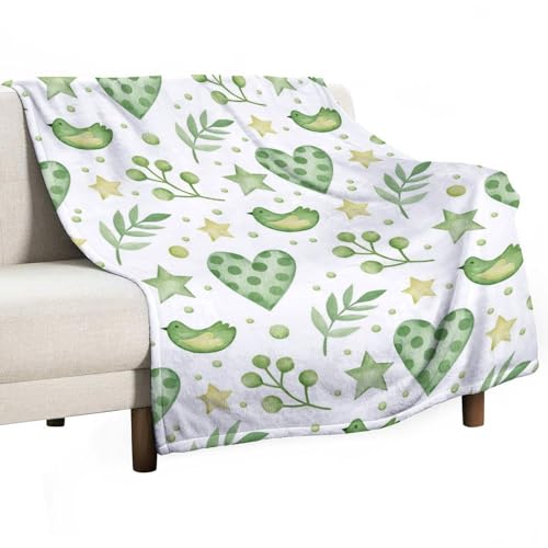 peiyeety Herbstdecke mit grünem Herz-Vogel-Muster, weiche Decke für Damen und Herren, Sofa, Wohnzimmer, Bett, für Mädchen und Jungen, Herbstgrün, 101,6 x 127 cm peiyeety Herbstdecke mit grünem Herz-Vogel-Muster, weiche Decke für Damen und Herren, Sofa, Wohnzimmer, Bett, für Mädchen und Jungen, Herbstgrün, 101,6 x 127 cm von peiyeety