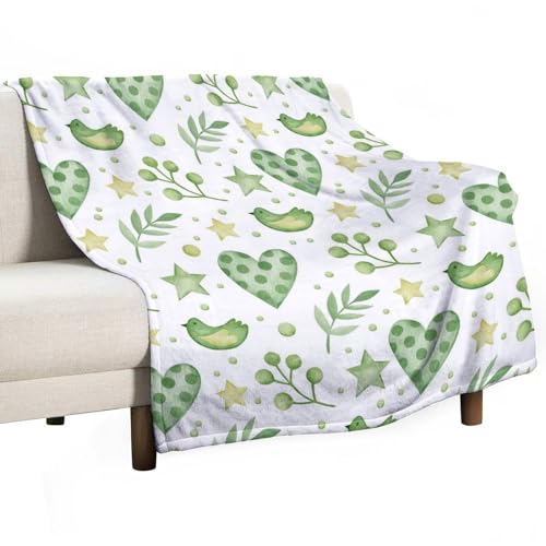 peiyeety Herbstdecke mit grünem Herz-Vogel-Muster, weiche Decke für Damen und Herren, Sofa, Wohnzimmer, Bett, für Mädchen und Jungen, Herbstgrün, 127 x 152 cm peiyeety Herbstdecke mit grünem Herz-Vogel-Muster, weiche Decke für Damen und Herren, Sofa, Wohnzimmer, Bett, für Mädchen und Jungen, Herbstgrün, 127 x 152 cm von peiyeety