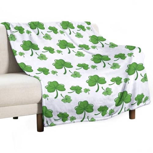 peiyeety Kleeblatt, Glücksbringer, grünes Muster, Herbstdecke, weiche Decke für Damen und Herren, Sofa, Wohnzimmer, Bett, Decke für Mädchen und Jungen, Herbstgrün, 101,6 x 127 cm peiyeety Kleeblatt, Glücksbringer, grünes Muster, Herbstdecke, weiche Decke für Damen und Herren, Sofa, Wohnzimmer, Bett, Decke für Mädchen und Jungen, Herbstgrün, 101,6 x 127 cm von peiyeety