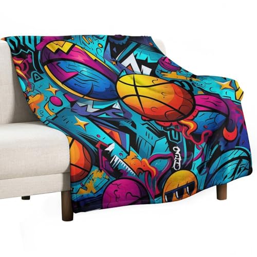 peiyeety Überwurfdecke, weiche Flanelldecke, leicht, gemütlich, Plüsch, für Wohnzimmer, Schlafzimmer, Basketball, bemalte Kunst, 152,4 x 203,2 cm peiyeety Überwurfdecke, weiche Flanelldecke, leicht, gemütlich, Plüsch, für Wohnzimmer, Schlafzimmer, Basketball, bemalte Kunst, 152,4 x 203,2 cm von peiyeety