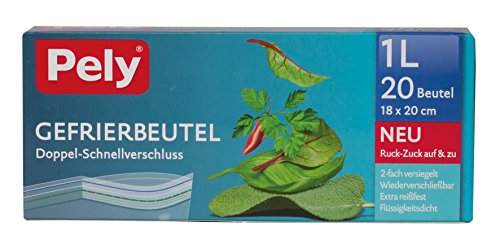 Pely 1 Liter Gefrierbeutel mit Doppel-Schnellverschluss, 20 Stück, Grün, Kunststoff, Einfach, Wegwerfbar Pely 1 Liter Gefrierbeutel mit Doppel-Schnellverschluss, 20 Stück, Grün, Kunststoff, Einfach, Wegwerfbar von pely