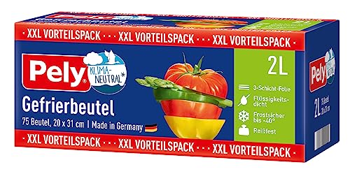 Pely Power Gefrierbeutel 2 Liter, Vorteilspack 75 Gefrierbeutel, gegen Gefrierbrand, Rundumschutz für Aroma und Geschmack Pely Power Gefrierbeutel 2 Liter, Vorteilspack 75 Gefrierbeutel, gegen Gefrierbrand, Rundumschutz für Aroma und Geschmack von pely