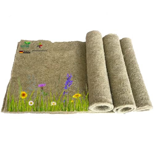 pemmiproducts Nagerteppich 100% Hanf, 120 x 50 cm ca. 10 mm dick, 3er Pack, Nagermatte, Hanfmatte für Kaninchen,Meerschweinchen, Nager,Hemp mat von pemmiproducts