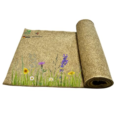 Nager-Teppich aus 100 % Hanf, Meterware, 0,60 m x 15,00 m x ca. 1 cm dick, (EUR 10,44/m²), Nagermatte, Hanfmatte geeignet als Käfig Bodenbedeckung für Nagetiere und Kleintiere, Nagerteppich von pemmiproducts