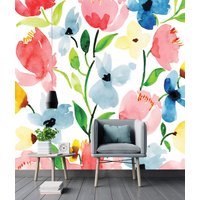 Aquarell Abnehmbare Tapete Wandbild Florale Peel & Stick Oder Vorbeklebte Selbstklebend Einfach Zu Auftragen von penguinwall