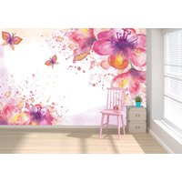 Aquarell Floral Abnehmbare Tapete Wandbild Peel & Stick Oder Vorgeklebte Repositionierbar Selbstklebend Einfach Zu Auftragen von penguinwall