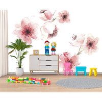 Aquarell Kirschblüte Abnehmbare Tapete Wandbild Florale Peel & Stick Oder Vorgeklebte Neu Positionierbar Selbstklebend von penguinwall