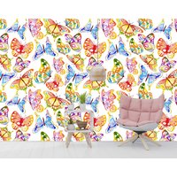 Aquarell Schmetterlinge Abnehmbare Tapete Wandbild Peel & Stick Oder Vorgeklebte Repositionierbar Selbstklebend Einfach Zu Auftragen von penguinwall