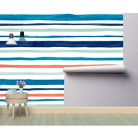Aquarellstreifen Abnehmbares Tapeten Wandbild Peel & Stick Oder Vorgeklebte Tapete Neu Positionierbar Selbstklebend Einfach Zu Auftragen von penguinwall