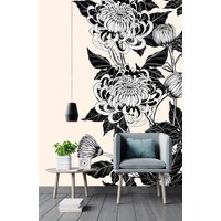 Chrysantheme Handzeichnung Abnehmbares Tapeten Wandbild Florale Peel & Stick Oder Vorgeklebte Tapete Selbstklebend Einfach Zu Auftragen von penguinwall
