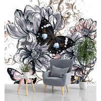 Florale Moderne Abnehmbare Tapete Wandbild Schmetterlinge Peel & Stick Oder Vorgeklebte Kinderzimmer Selbstklebend Einfach Zu Auftragen von penguinwall