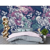 Florales Muster Abnehmbares Tapeten Wandbild Florale Peel & Stick Oder Vorbeklebte Tapete Selbstklebend Einfach Zu Auftragen von penguinwall