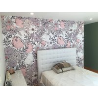 Graue Blumen Abnehmbares Tapeten Wandbild Florale Peel & Stick Oder Vorgeklebte Tapete Selbstklebend Einfach Zu Auftragen von penguinwall