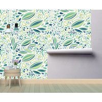 Grüne Blätter Abnehmbare Tapete Wandbild Wiederverwendbare Floral Peel & Stick Oder Vorgeklebte Selbstklebend Einfach Zu Auftragen von penguinwall