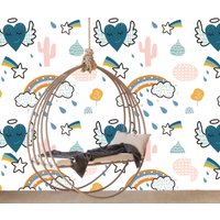 Regenbogen Herz Abnehmbare Tapete Wandbild Kinderzimmer Peel & Stick Oder Vorgeklebte Selbstklebend Einfach Zu Auftragen von penguinwall