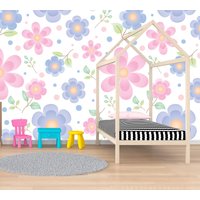 Rosa Blaue Abnehmbare Tapete Wandbild Florale Peel & Stick Oder Vorgeklebte Repositionierbar Selbstklebend Einfach Zu Auftragen von penguinwall