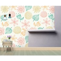 Skizzenhafter Stil Abnehmbares Tapeten Wandbild Florale Peel & Stick Oder Vorgeklebte Tapete Neu Positionierbar Selbstklebend Einfach Zu Auftragen von penguinwall