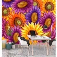 Sonnenblumen Abnehmbares Tapeten Wandbild Florale Peel & Stick Oder Vorgeklebte Tapete Selbstklebendes Einfach Zu Auftragen von penguinwall
