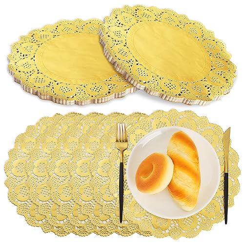 100 Stück Papierdeckchen, goldene runde Spitzenpapierdeckchen, 30,5 cm, Goldfolie, Einweg-Platzierungen, Großpackung für Esstisch, Kuchen, Dessert, Geburtstag, Hochzeit, Urlaub, Partygeschenke von peony man