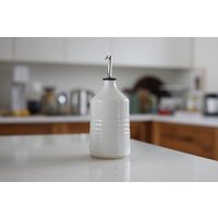 Pepo Keramik Groove Olivenölflasche - Glänzend Weiß von pepoceramics