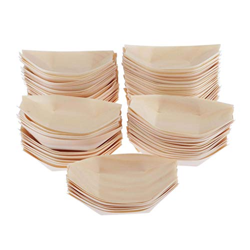 Perfeclan Schalen Teller 100 Set, Fingerfood Schälchen, Snack Schalen für Knabbereien, Tapas oder Sushi, plastikfrei - abbaubar, 115x65mm von Perfeclan